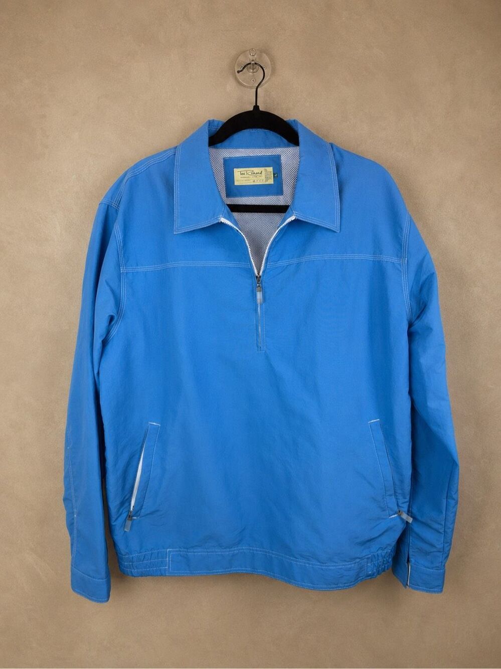 Tori Richard Size L Blue Nylon Half Zip Pullover Windbreaker Jacket